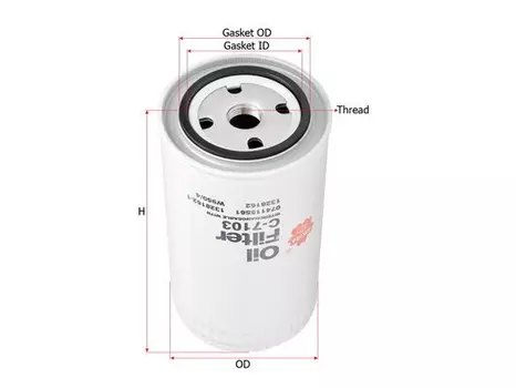 Фильтр масляный SAKURA C7103 VW T4 2.4 D 9/90>, Volvo 740-960 2.4TD 85>