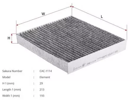 Салонный фильтр SAKURA CAC1114 TOYOTA Yaris/RAV4/Auris 1.0-2.2D06>