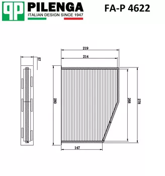 Салонный фильтр PILENGA FA-P 4622 AUDI A3/S3, VW Golf/Passat/Touran/Caddy all 03>