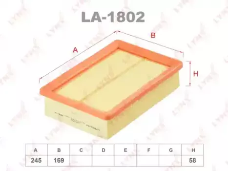 Фильтр воздушный LYNXAUTO LA-1802