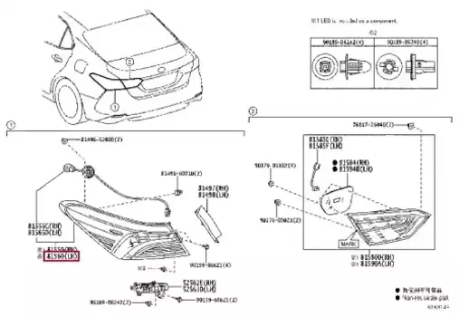 Фонарь задний TOYOTA / LEXUS 81560-33690