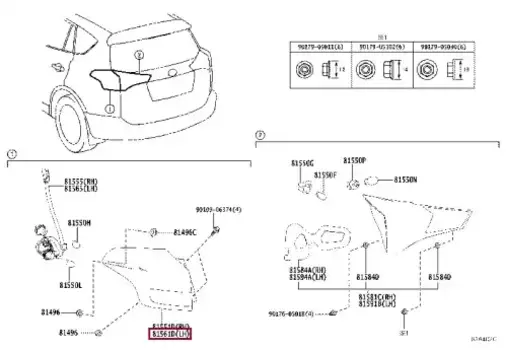 Фонарь задний TOYOTA / LEXUS 81561-42202