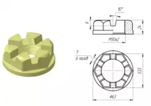 Гайка автомобильная БААЗ 5336-3001032