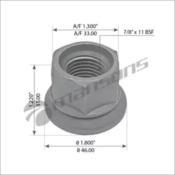 Гайка колесная MANSONS 100.545 7/8''-11BSF R (правое) плоская открытая
