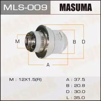 Гайка колесная MASUMA MLS-009 M12x1.5 R (правое) плоская закрытая