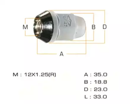 Гайка колесная MASUMA MLS-015 M12x1.25 R (правое) конус закрытая