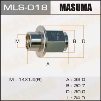 Гайка колесная MASUMA MLS-018 M14x1.5 R (правое) плоская закрытая