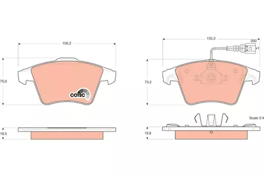 Тормозные колодки дисковые передняя ось TRW GDB1555