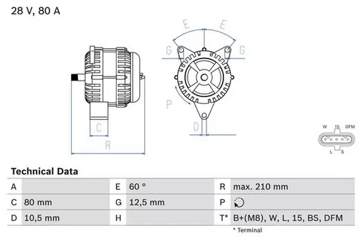 генератор ! 24V, 80A \Omn MB Actros
