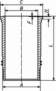гильза без колец !d130 с канавкой охлаждения под буртом R6/8 H+F=10.12 +1.1 \MB 003 WN 38 00 MAHLE