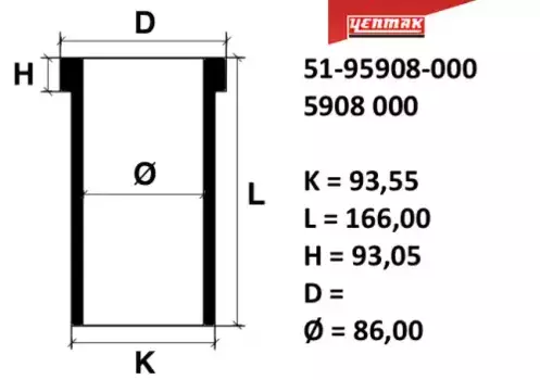 гильза! d86\ Renault R21/R25/Espace/Safrane 2.1TD 81> 51-95908-000 YENMAK