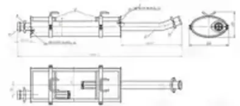 глушитель! основной, с хомутами, алюм. сталь\ GAZELLE Next/Sobol 2.7 14> EMM 0315 TRIALLI