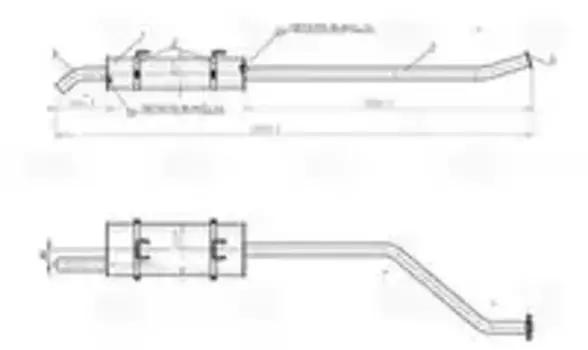 глушитель! основной удлиненный с хомутами L2550\ GAZ Next с дв. Cummins ISF 2.8S EMM 0330 TRIALLI