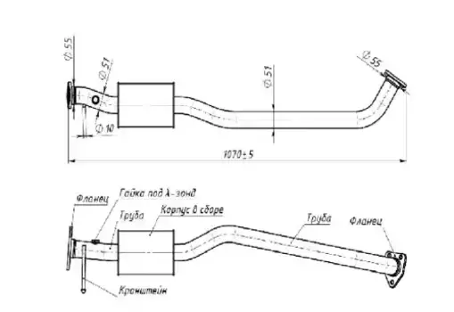 глушитель! резонатор L1070\ Mitsubishi Pajero Pinin 2.0GDi 00-07 EMM 1110 TRIALLI