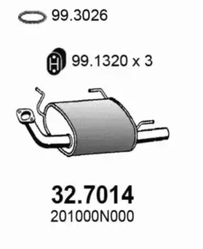 ГЛУШИТЕЛЬ ЗАДНИЙ NISS ALMERA 95-00 32.7014 ASSO