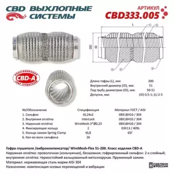 Гофра глушителя CBD CBD333005