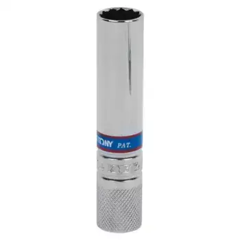 головка свечная! двенадцатигранная 3/8'', 14 мм, L = 90 мм, резиновый фиксатор\ 36C014 KING TONY