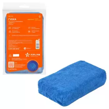 Губка для мытья автомобиля AIRLINE AB-K-03 микрофибра кирпич 1 шт.