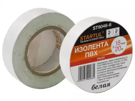 изолента ПВХ!\ 18ммx20м белая PROFI ST9046-6 STARTUL