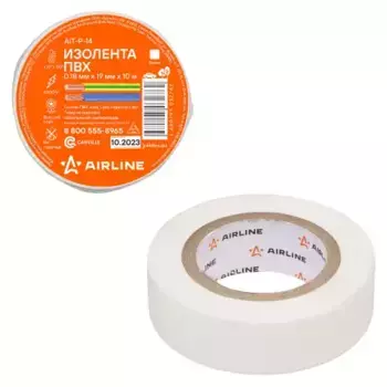 изолента пвх, белая, 19 ммx10 м !\ AIT-P-14 AIRLINE