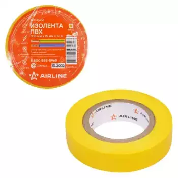 изолента пвх, желтая, 15 ммx10 м !\ AIT-P-06 AIRLINE