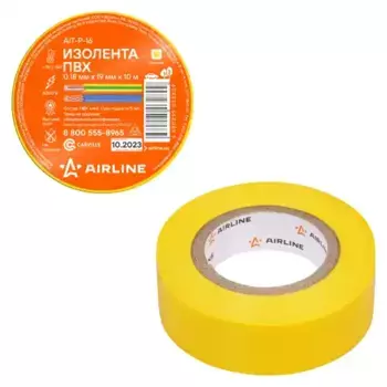 изолента пвх, желтая, 19 ммx10 м !\ AIT-P-16 AIRLINE