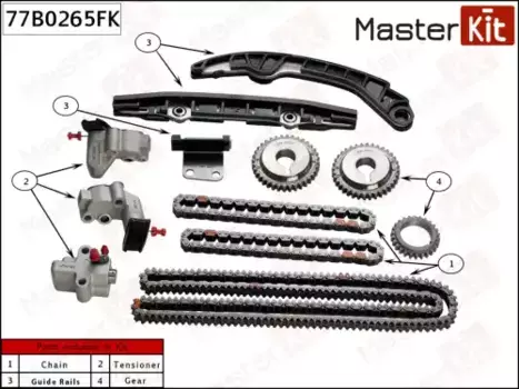 к-кт цепи ГРМ!\ Nissan Murano Z51/Teana J32 VQ25DD/VQ25DE/VQ35DE/VQ25HR 08-14 77B0265FK MASTERKIT