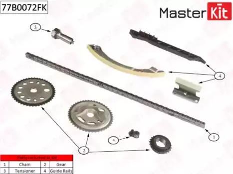 к-кт цепи ГРМ!\ Opel Vectra С/Zafira B 77B0072FK MASTERKIT