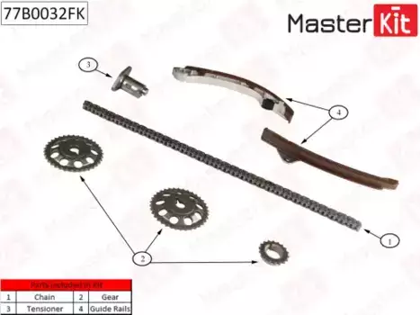 к-кт цепи ГРМ!\ Toyota Corolla 1.4i-1.8i 00> 77B0032FK MASTERKIT