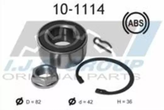 к-кт подшипника ступ. пер!\ Peugeot 307, Citroen C4/C5 01> ABS 10-1114 IJS