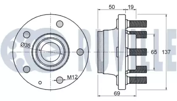 к-кт подшипника ступ. пер.!\ Volvo 740/760/940/960 <94 220255 RUVILLE