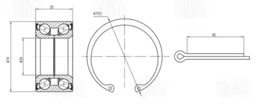 к-кт подшипника ступицы! перед.\ Opel Vectra B 95> CS 3410 TRIALLI