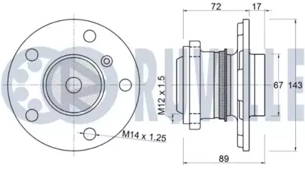к-кт подшипника ступицы передней! в сборе со ступицей\ BMW X1, Mini 221906 RUVILLE