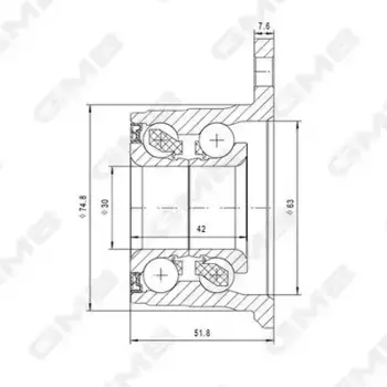 к-кт подшипника ступицы задней! без ABS\ Toyota Carina 1.6-2.0TD 92-97 GH21390T GMB