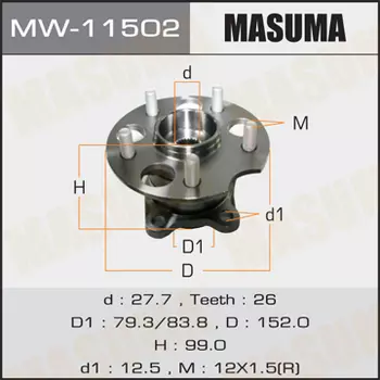 к-кт подшипника ступицы задней!\ Toyota Highlander 08> MW11502 MASUMA