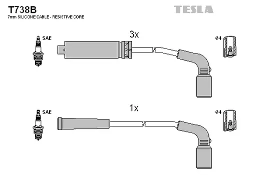 Высоковольтные провода (провода зажигания) TESLA T738B
