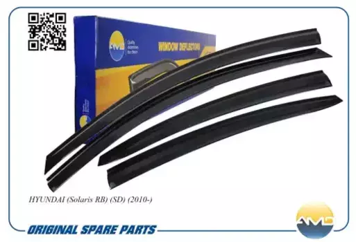 к-т дефлекторов окон !black, к-т 4шт.\Hyundai Solaris Sedan 10> AMD.DK164 AMD