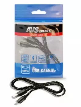 кабель! для iphone 5, 1м, плоский, текстиль\ A78611S AVS