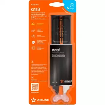 клей! эпоксидный, жидкий двухкомпонентный, шприц, черный/белый\ ADGC005 AIRLINE