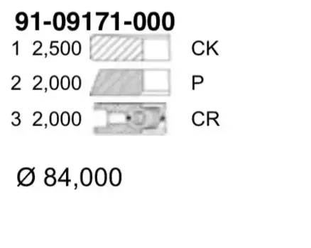 Кольца поршневые YENMAK 91-09171-000