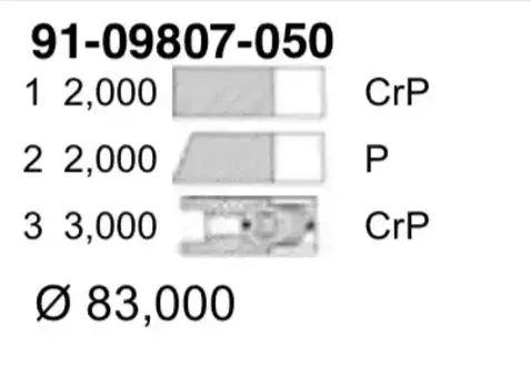 Кольца поршневые YENMAK 91-09807-050