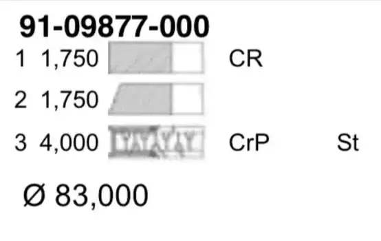 Кольца поршневые YENMAK 91-09877-000