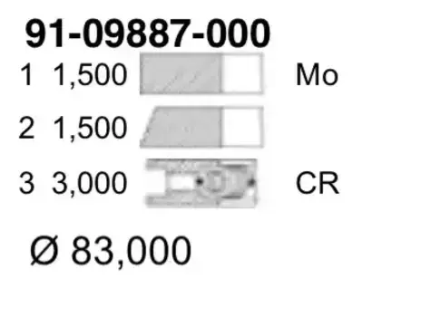 Кольца поршневые YENMAK 91-09887-000