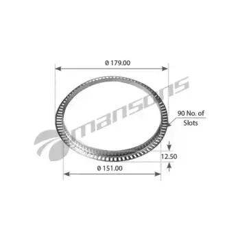 кольцо ступицы !(м) зубчатое ABS 12.5x179x151 90Noz \MB TE4-TE5 100.014 MANSONS