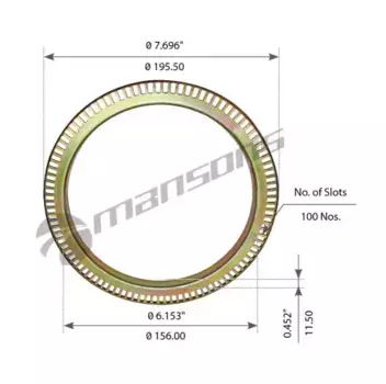 кольцо ступицы (м)! зубчатое ABS 156x195x11.5 z100\ SAF 600.151 MANSONS