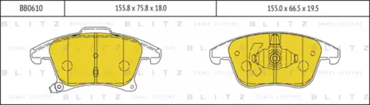 Тормозные колодки дисковые BLITZ BB0610
