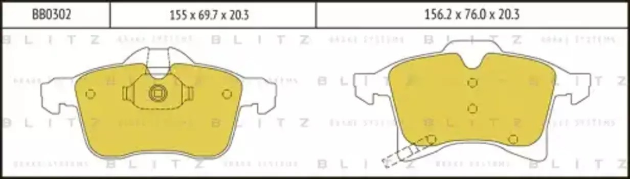 Тормозные колодки дисковые BLITZ BB0302