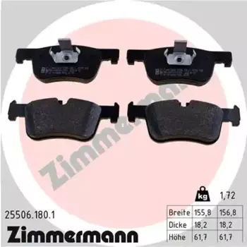 Тормозные колодки дисковые передняя ось ZIMMERMANN 25506.180.1