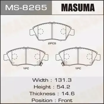 Тормозные колодки дисковые MASUMA MS8265