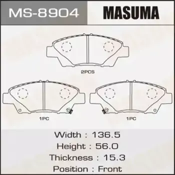 Тормозные колодки дисковые MASUMA MS-8904